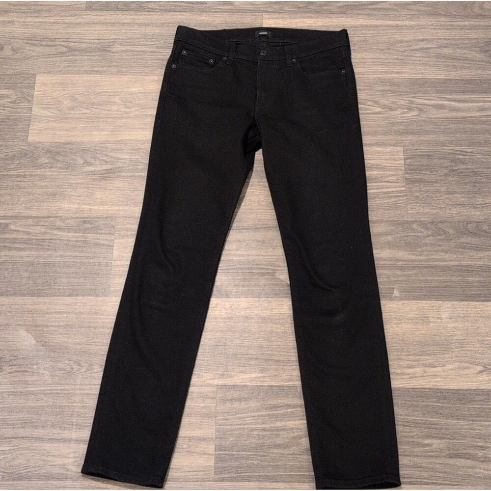 Express Men's Skinny Stretch Black Denim Jeans 32 28 Regular 5-Pocket Design